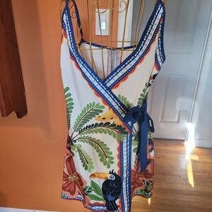 SHEIN Multicolor Tropical Wrap Dress